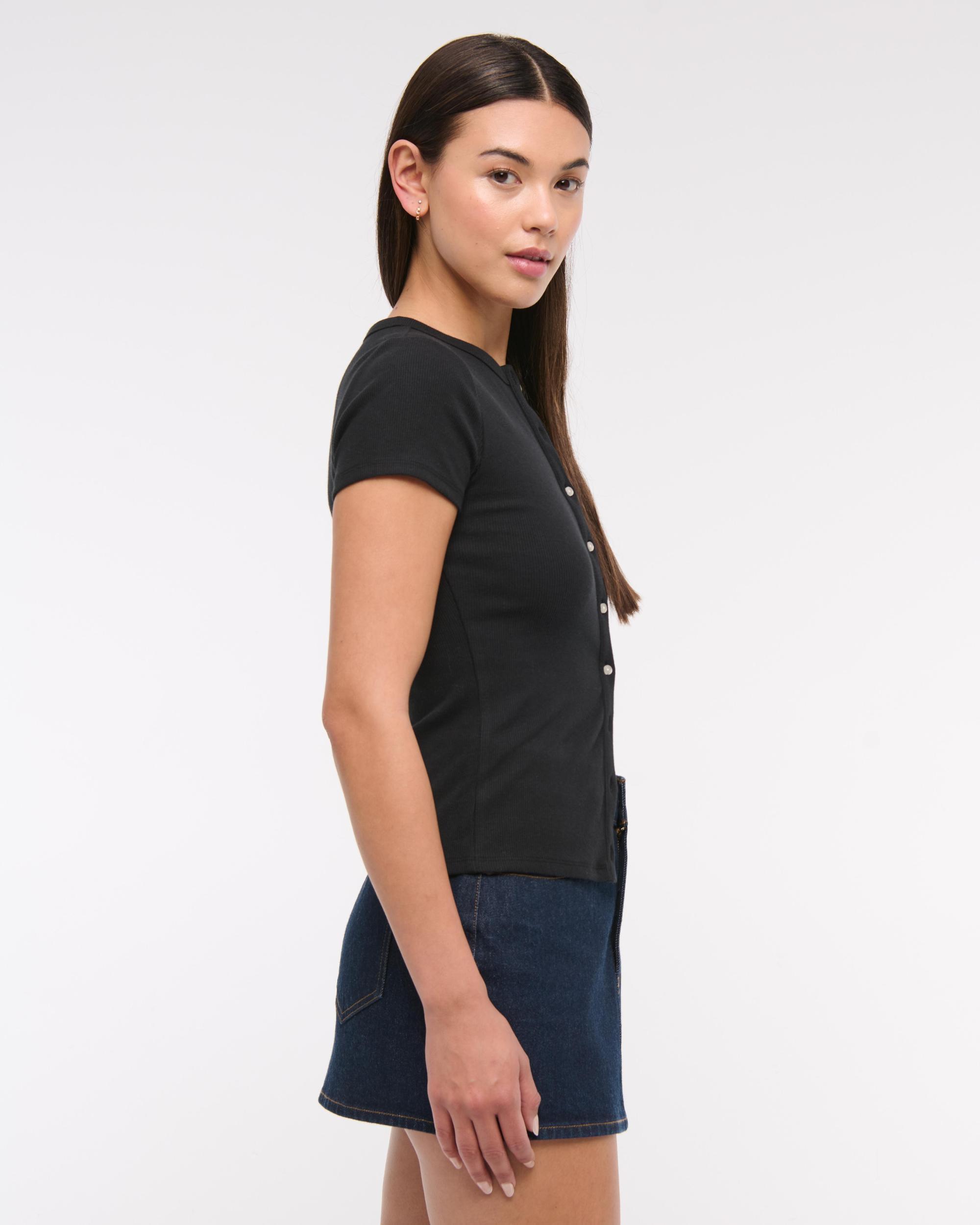 Ribbed Button-Through Top Product Image