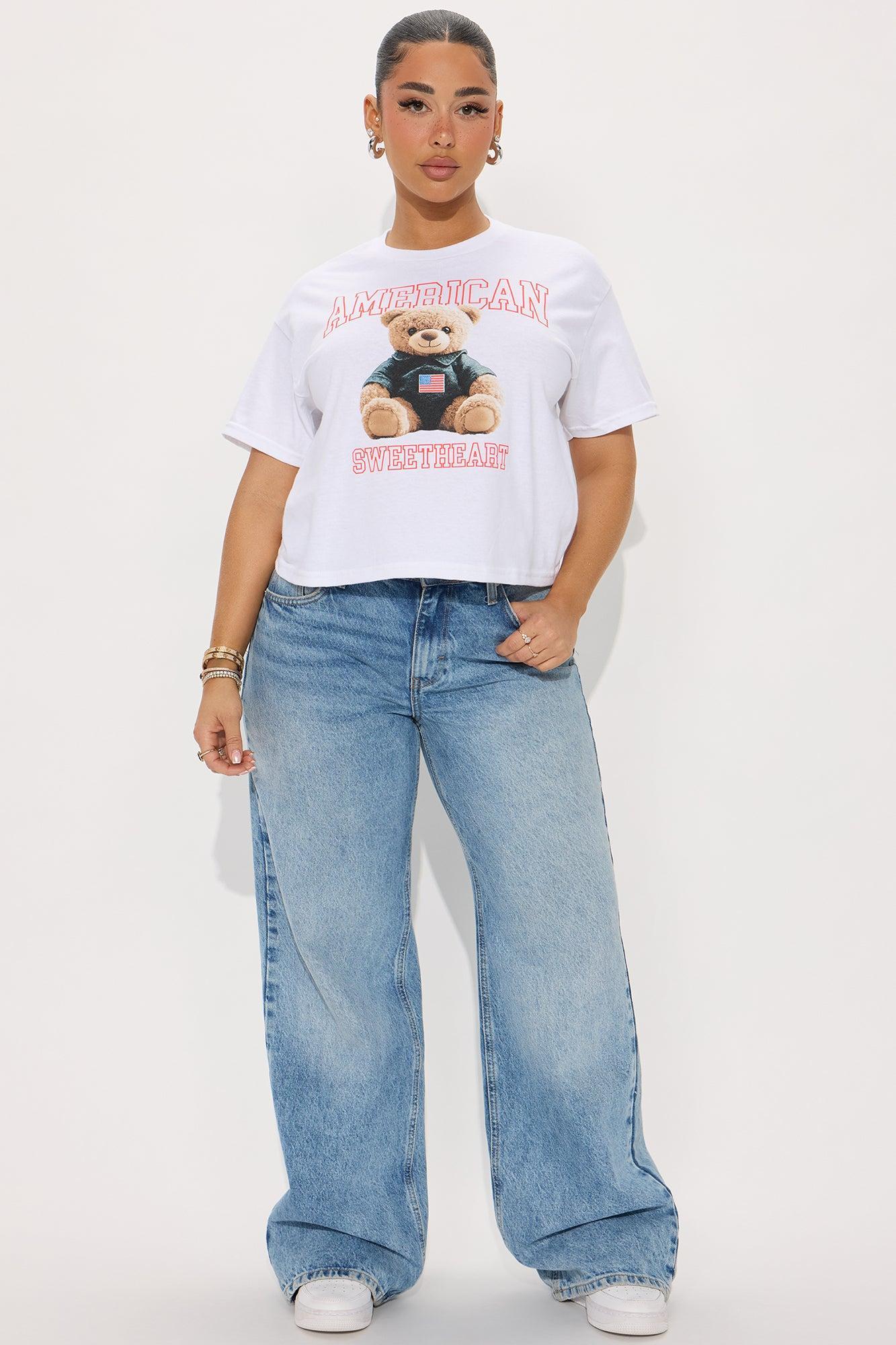 American Sweetheart Cropped Tee - White Product Image
