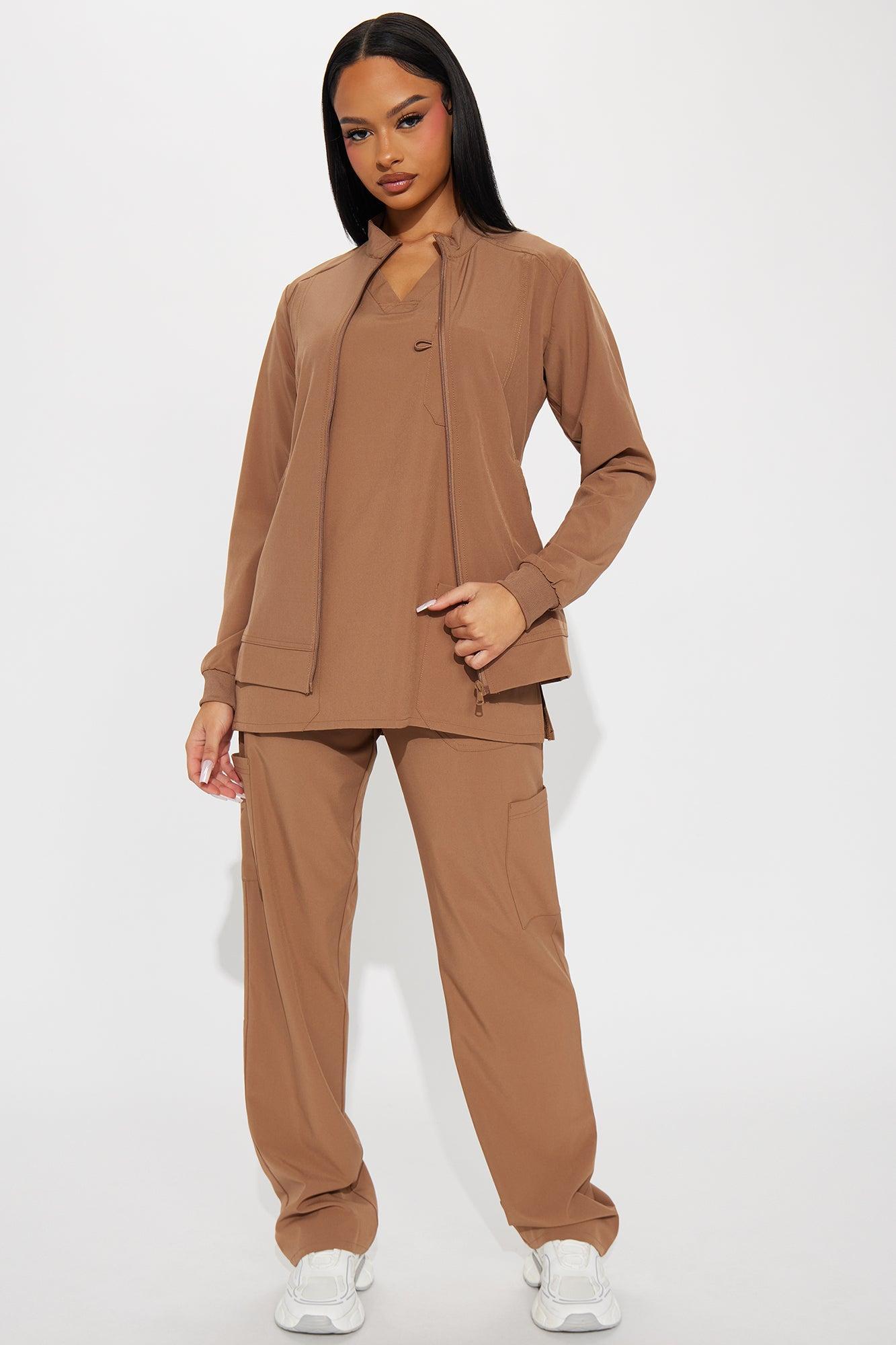 On The Daily Scrub Uniform Zip Up Jacket - Chocolate Product Image