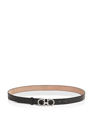 Strass Gancini-Buckle Leather Belt Product Image
