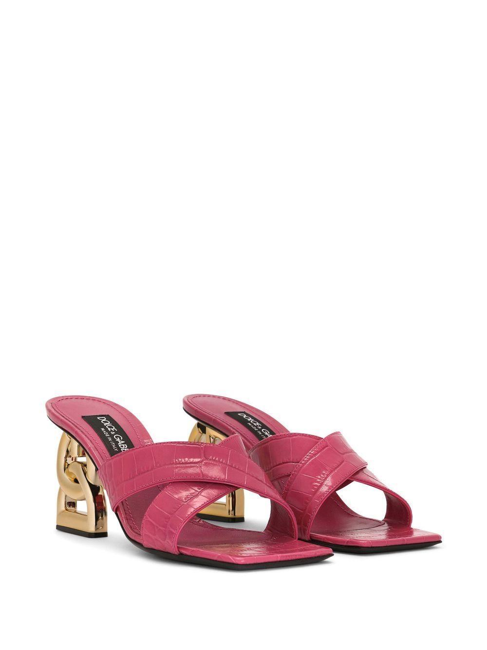 DOLCE & GABBANA Mules Mit Kroko-effekt In Pink Product Image