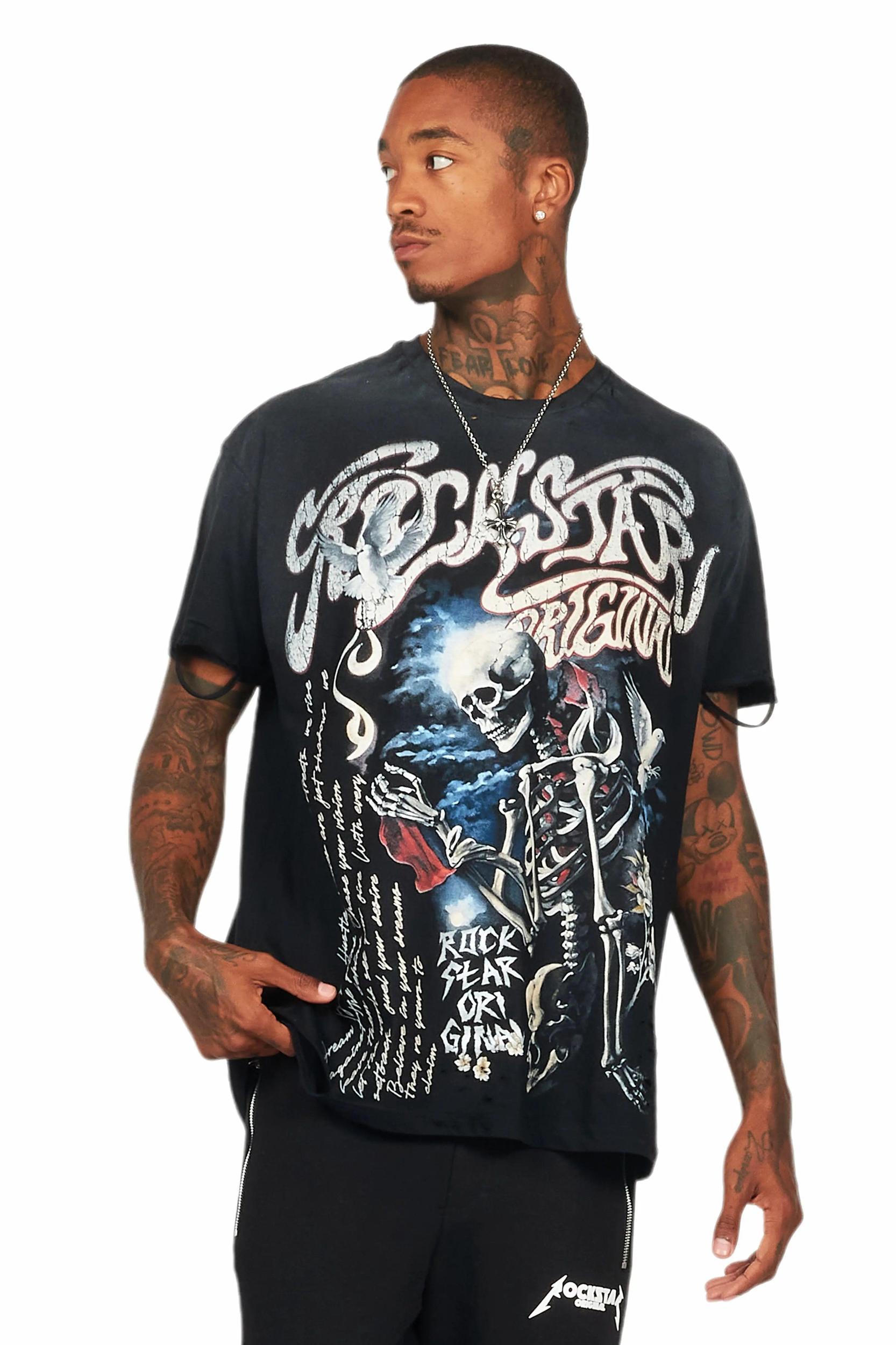 Danby Black/Red Graphic Oversized T-Shirt Male Product Image