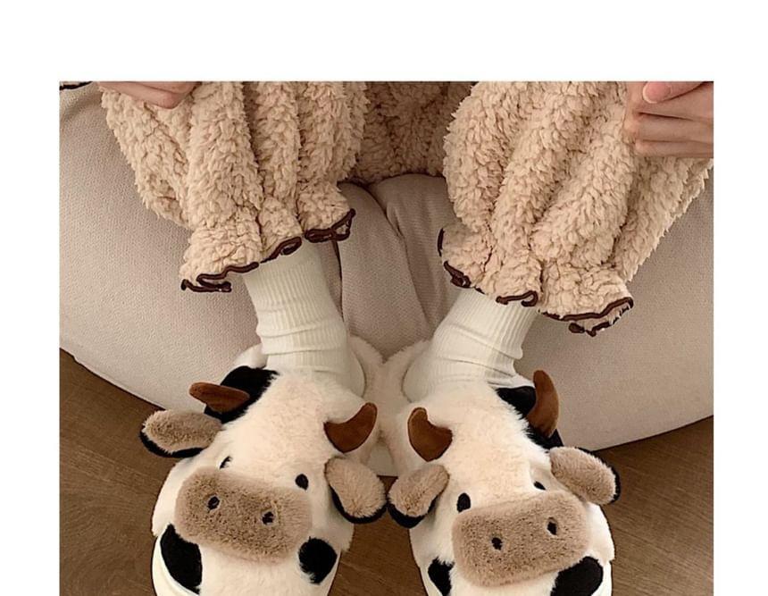 Cow Fluffy Slippers Product Image