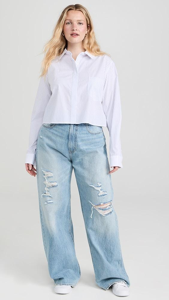 Good American Stripe Crop Uniform Shirt | Shopbop Product Image