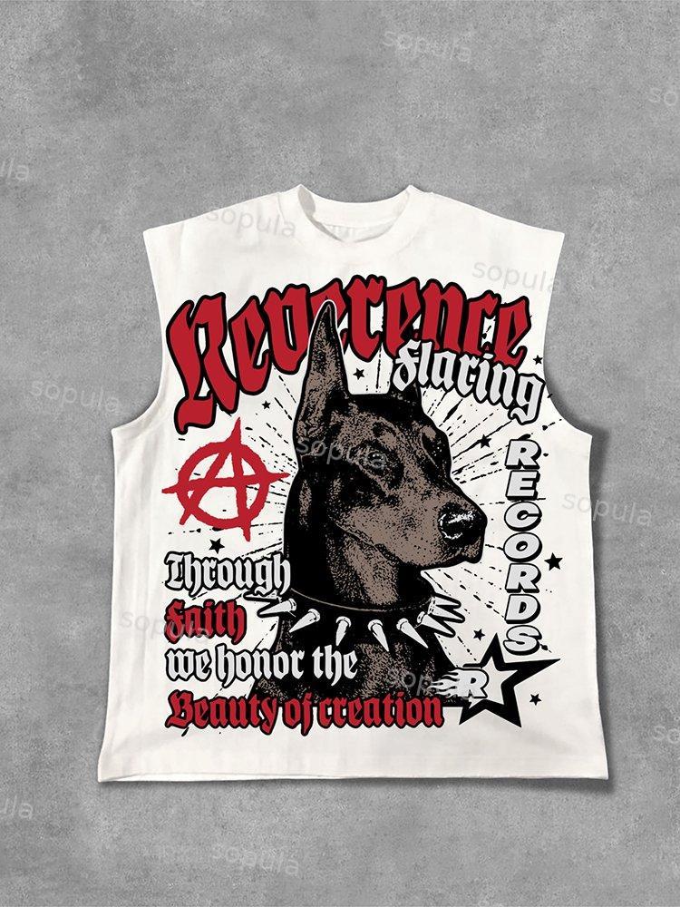 Doberman Retro Old Graphic Cotton Sleeveless Shirts Tank Top Product Image