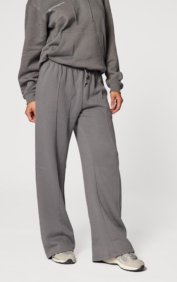 Charcoal Pintuck Drawstring Straight Leg Leg Sweatpants Product Image