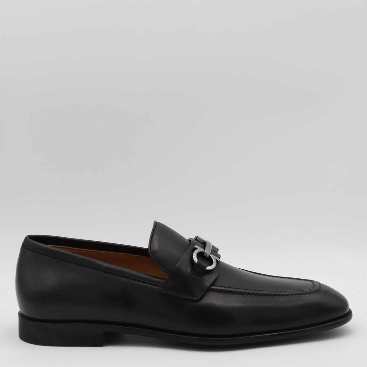 FERRAGAMO Black Leather Loafers Product Image
