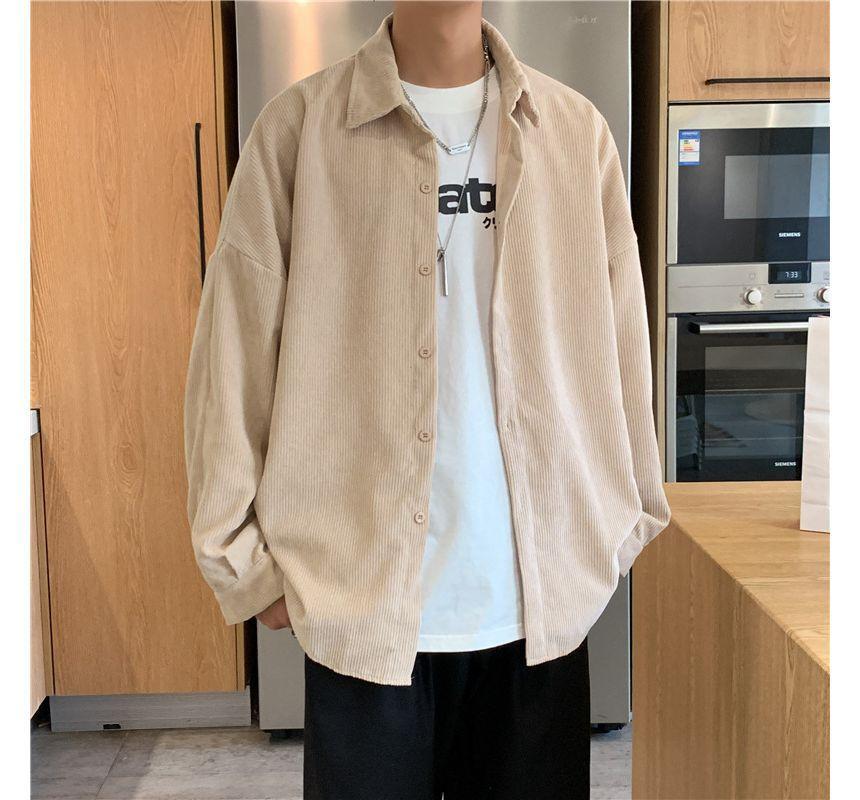 Plain Corduroy Shirt Jacket Product Image