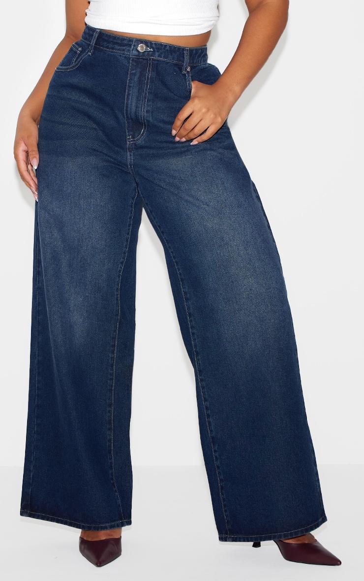 Plus Indigo Wide Leg Jeans Product Image