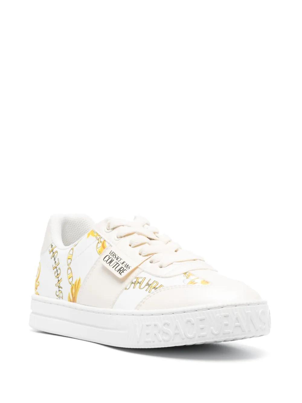 VERSACE JEANS COUTURE Logo-patch Round-toe Sneakers In White Product Image