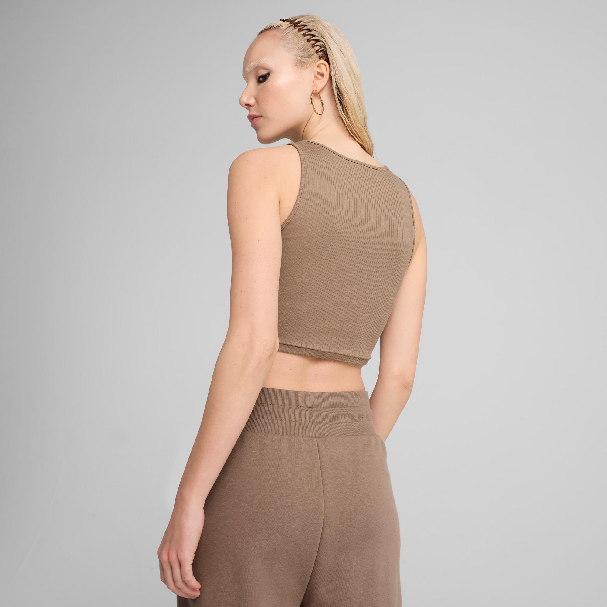 PUMA Wardrobe Essentials Women's Ribbed Crop Top Product Image