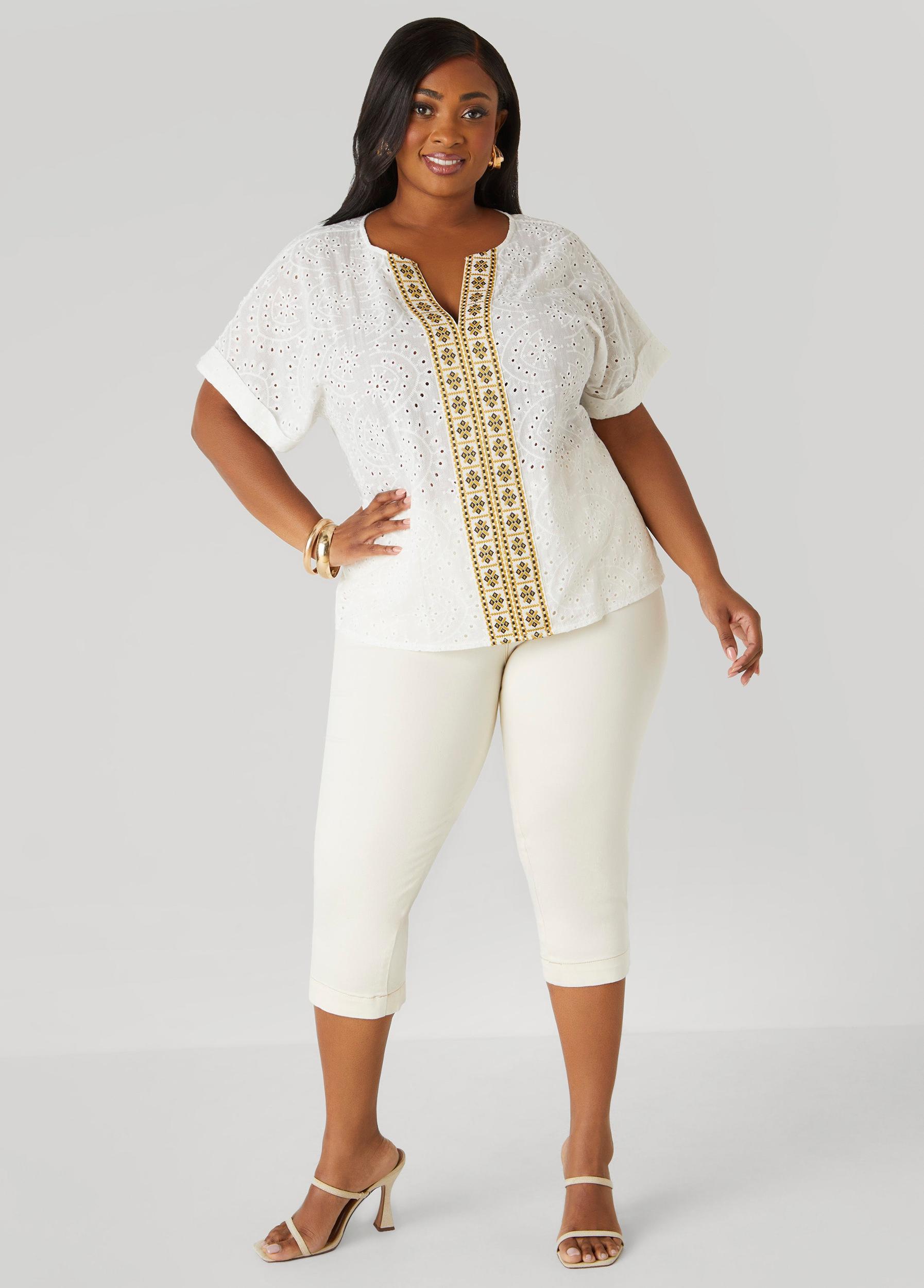 Embroidered Eyelet Top Product Image