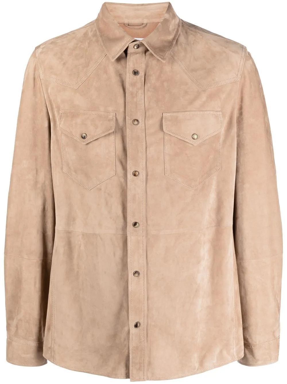 BRUNELLO CUCINELLI Button-up Suede Shirt In Neutrals Product Image