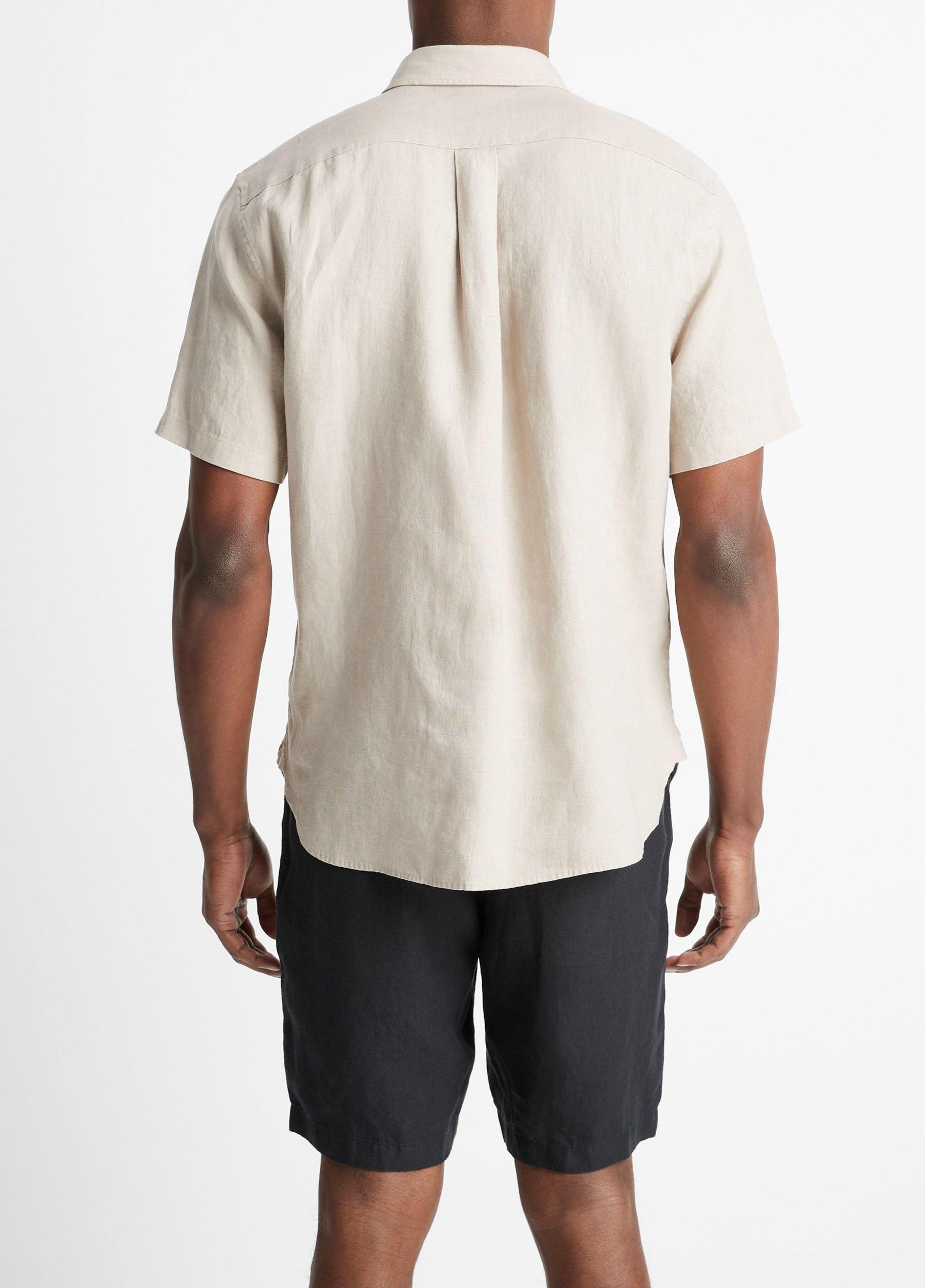Mens Linen Short-Sleeve Shirt, Pumice Rock, Size XS Vince Product Image