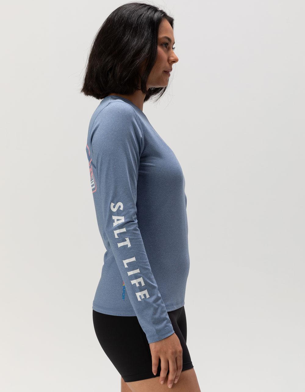 SALT LIFE Sunlit Womens Long Sleeve Performance Tee - BLUE Product Image