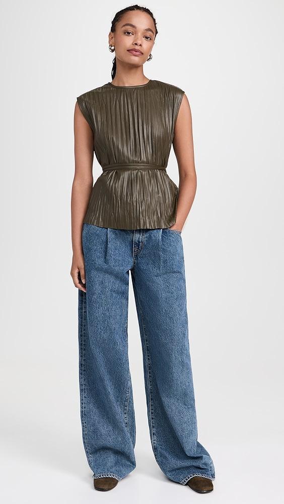Proenza Schouler White Label Lyra Top in Faux Leather | Shopbop Product Image