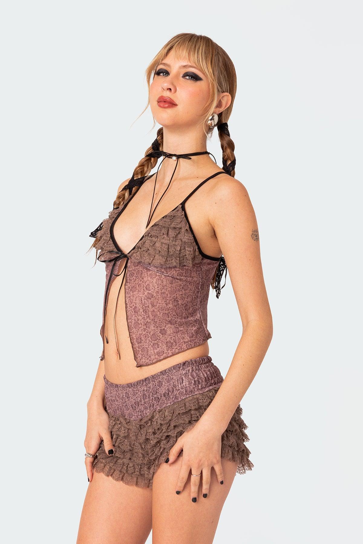 Janis Floral Ruffled Tank Top Product Image