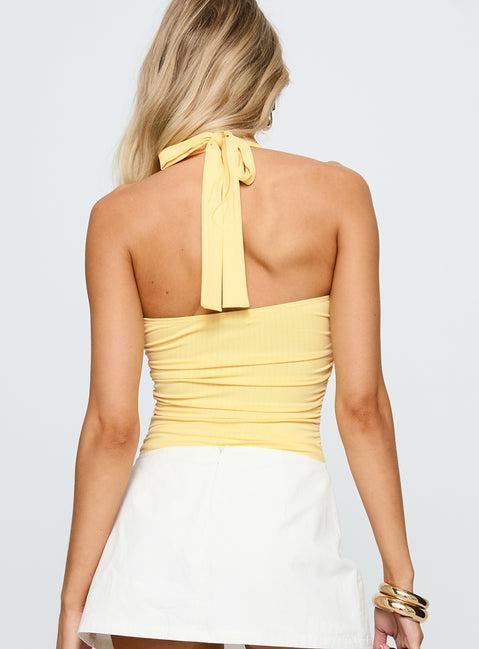 By The Beach Halter Bodysuit Yellow Product Image