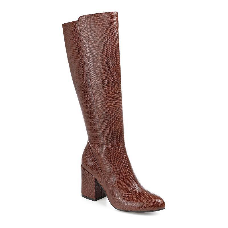 Journee Tavia Womens Faux Snakeskin Knee-High Boots Product Image