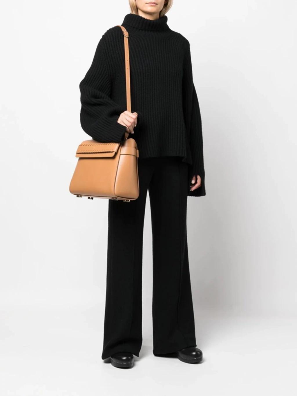 CHLOÉ Neutral Nacha Whipstitch Leather Shoulder Bag In Neutrals Product Image