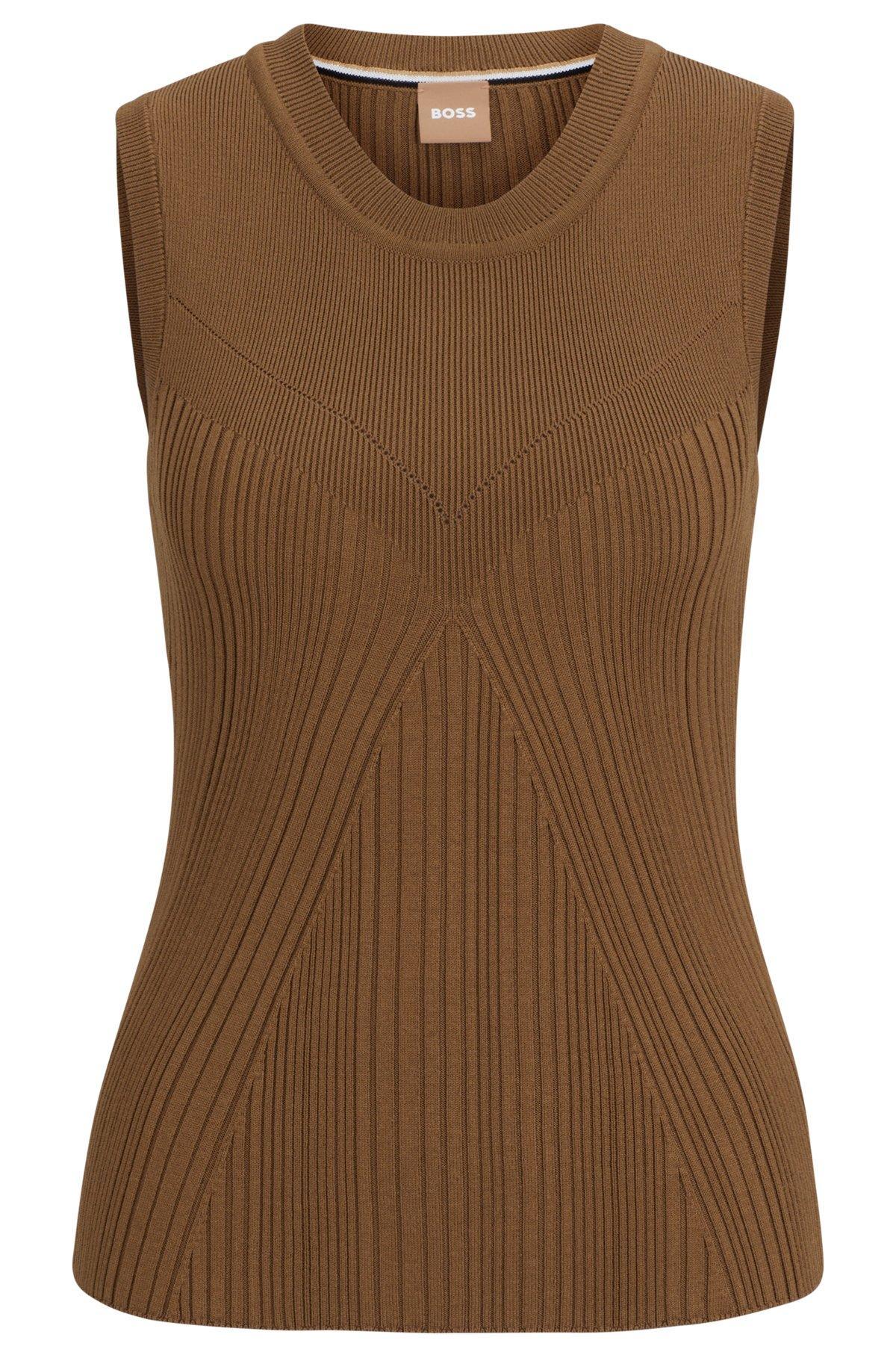 Sleeveless knitted top with ribbed structure Product Image