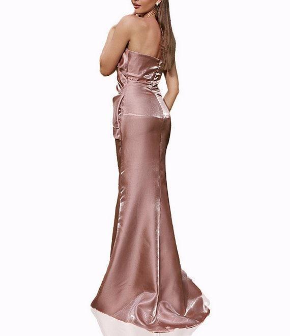 Terani Couture Strapless Pleated Bodice Shimmer Organza Mermaid Gown Product Image