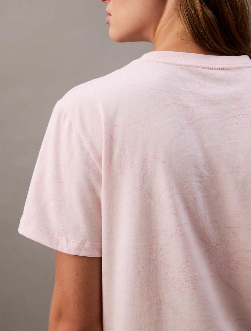 Calvin Klein Women's Floral Outline Graphic Classic T-Shirt - Pink - XS Product Image