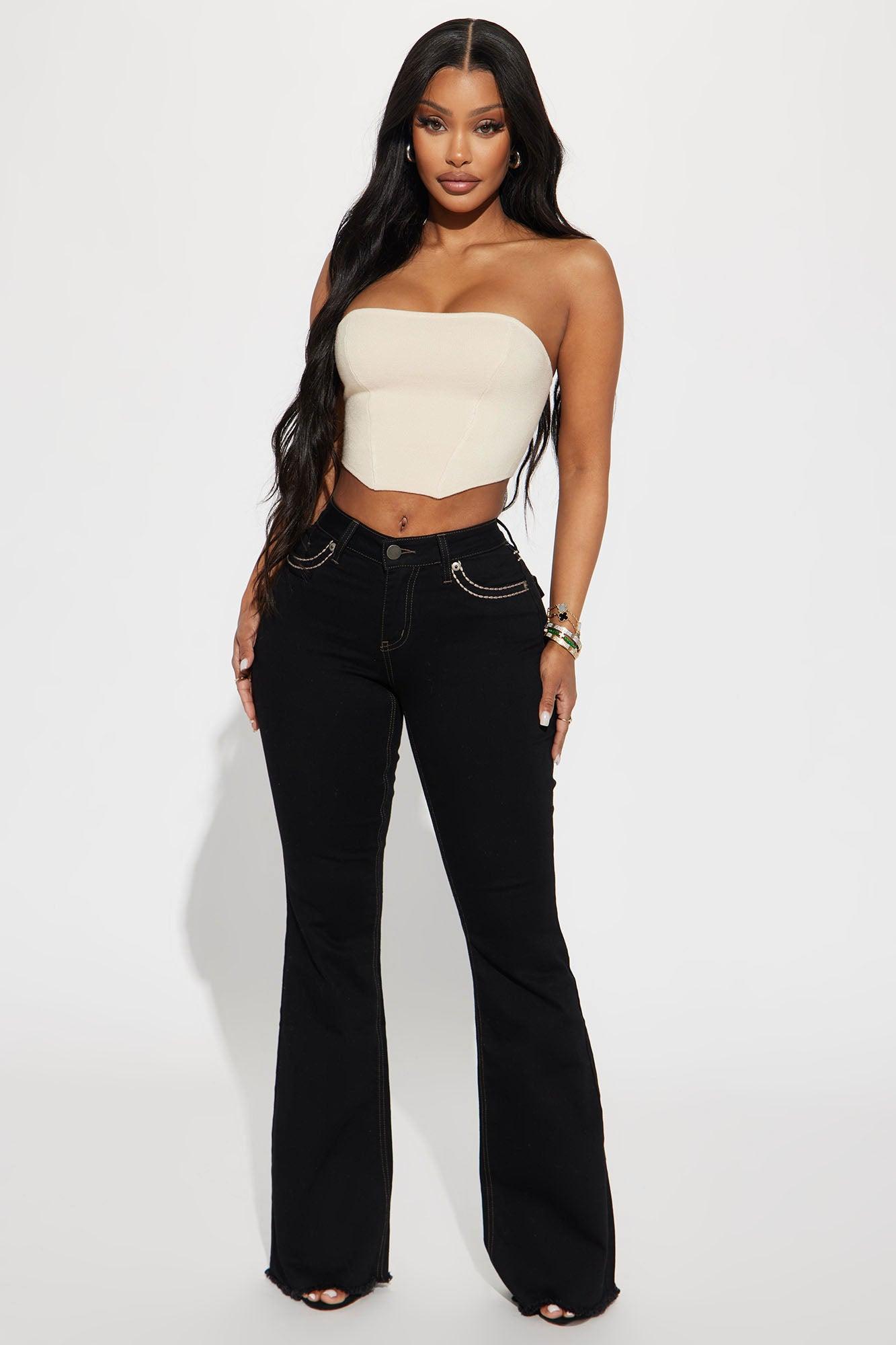 Dallas Mid Rise Stretch Flare Jeans - Black Product Image