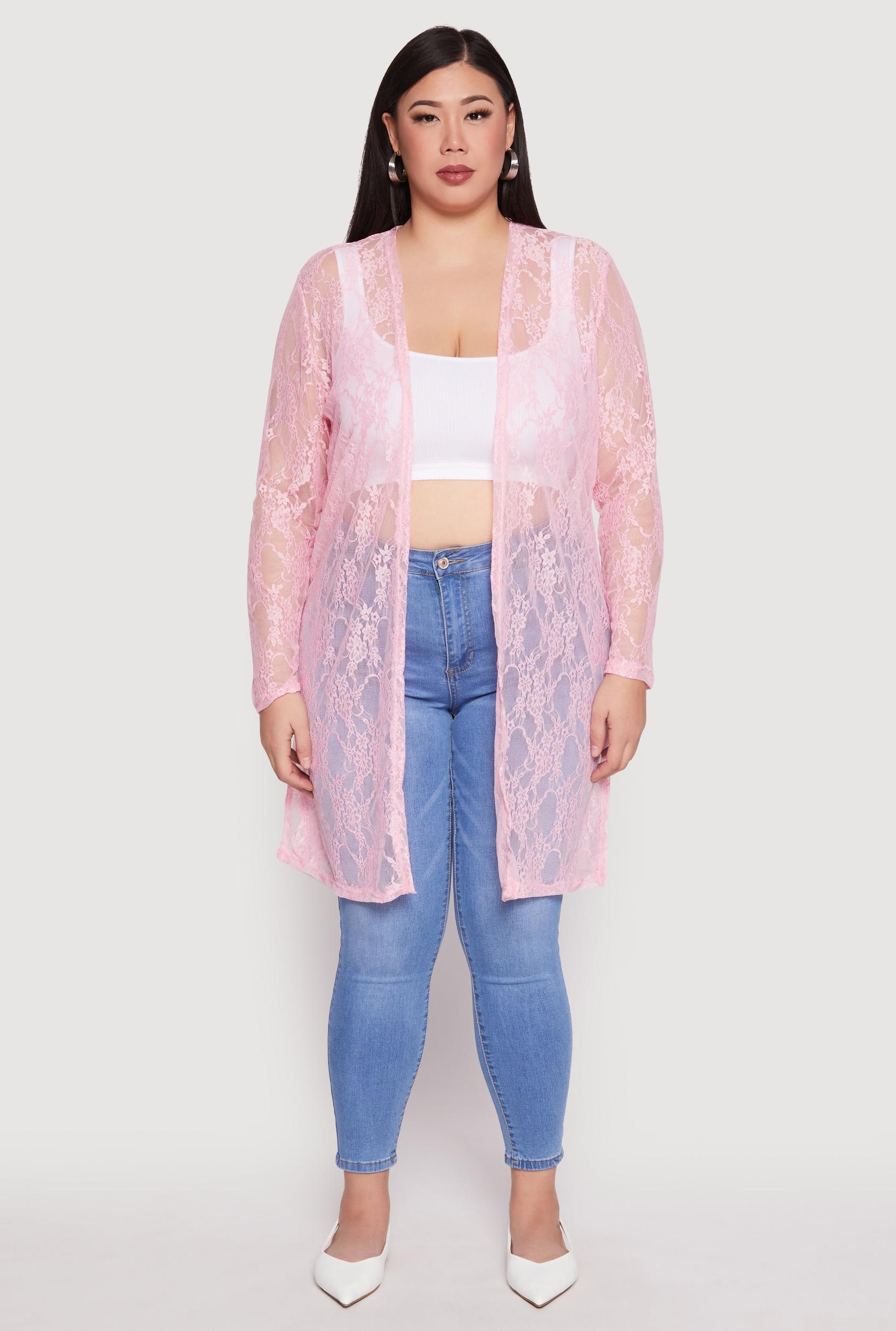 Womens Plus Size Lace Duster Product Image
