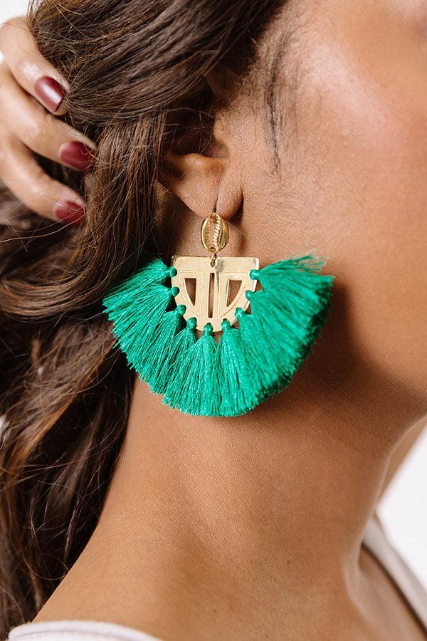 The Carmen Fan Earrings in Green Product Image