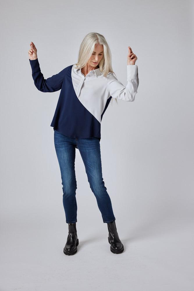 Aura A-Line Colorblock Blouse Product Image