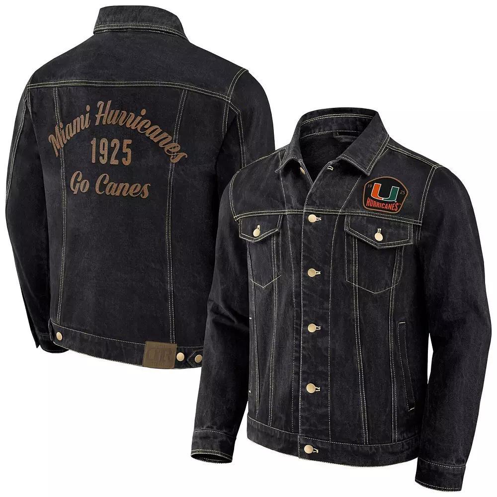 Men's Darius Rucker Collection by Fanatics Black Miami Hurricanes Button-Up Denim Jacket, Size: XL Product Image