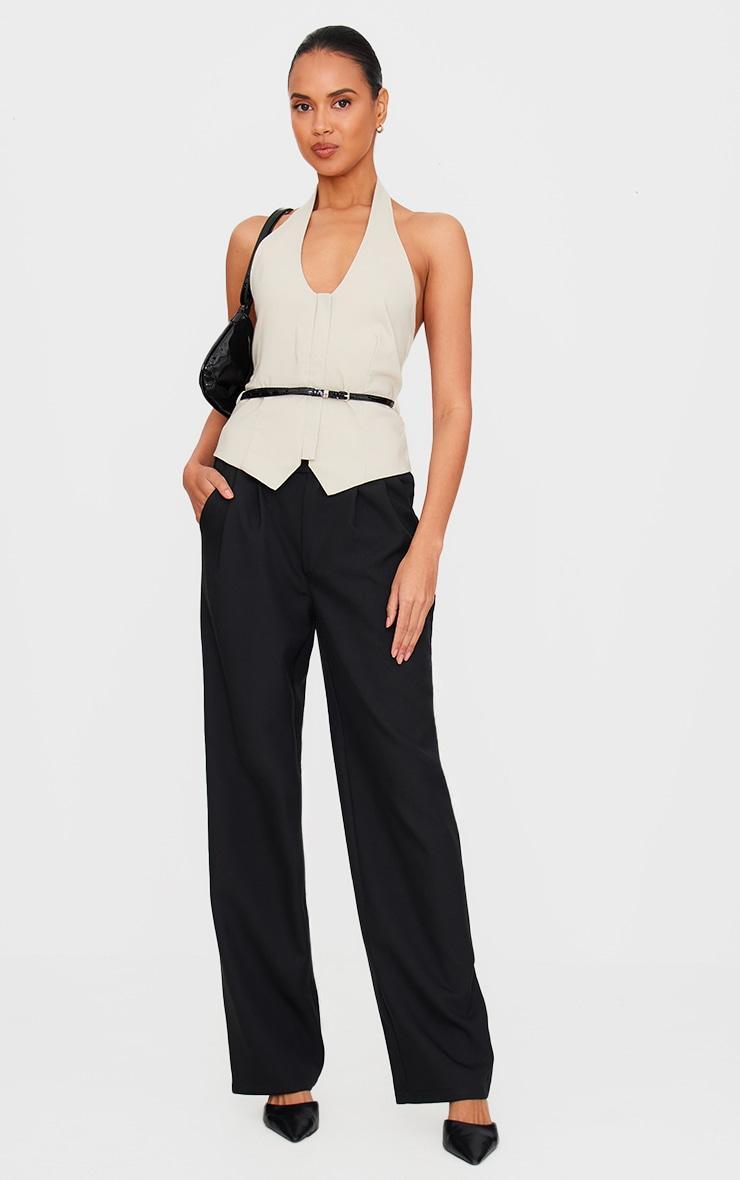 Stone Bengaline Belted Halterneck Long Top Product Image