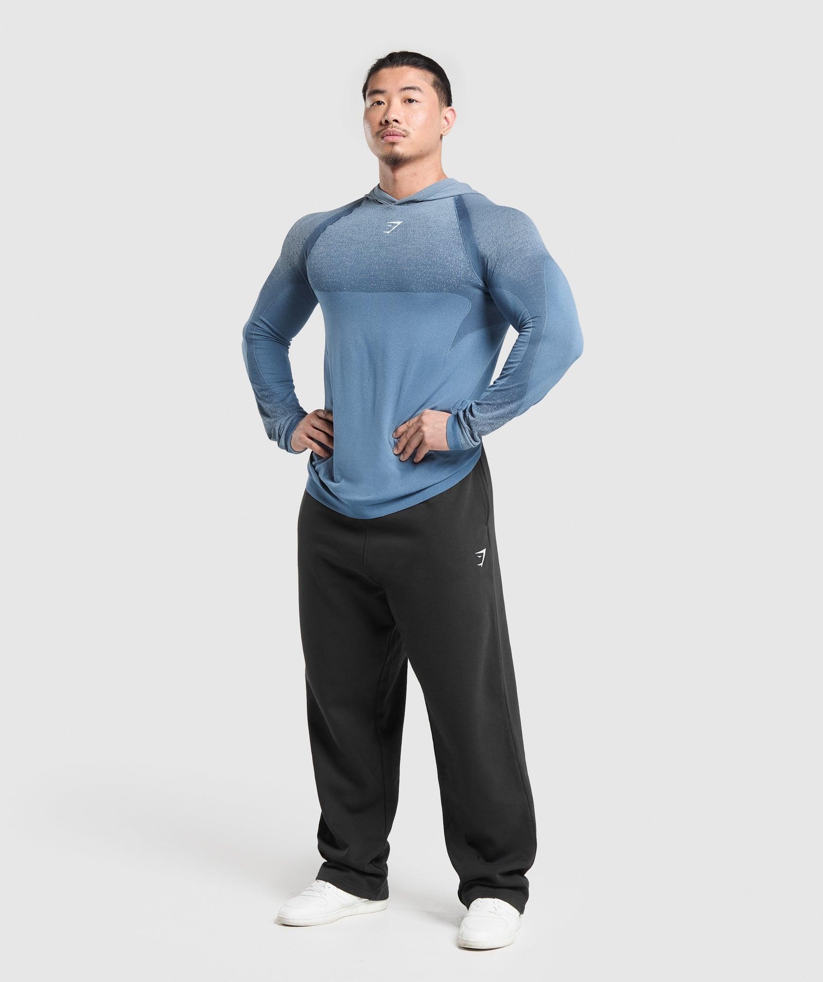 Gymshark Shadow Seamless Hoodie - Faded Blue Male Product Image