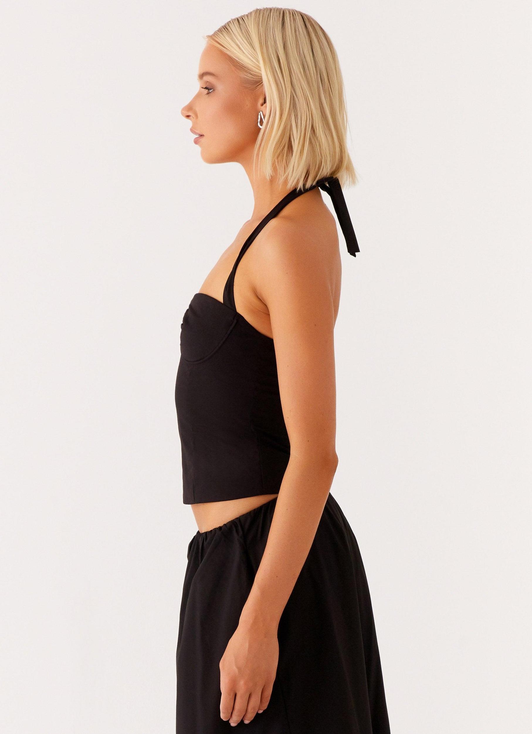 Cheryl Bustier Halter Top - Black Product Image