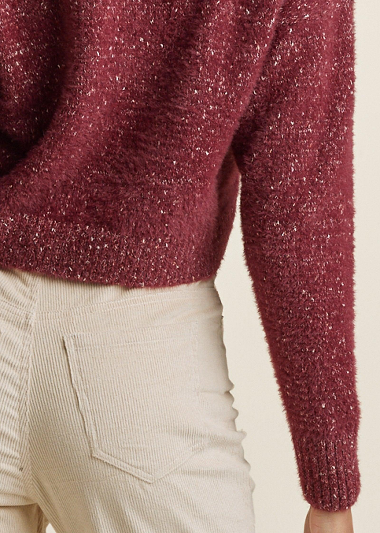 V-Neck Sweater - Burgundy Product Image