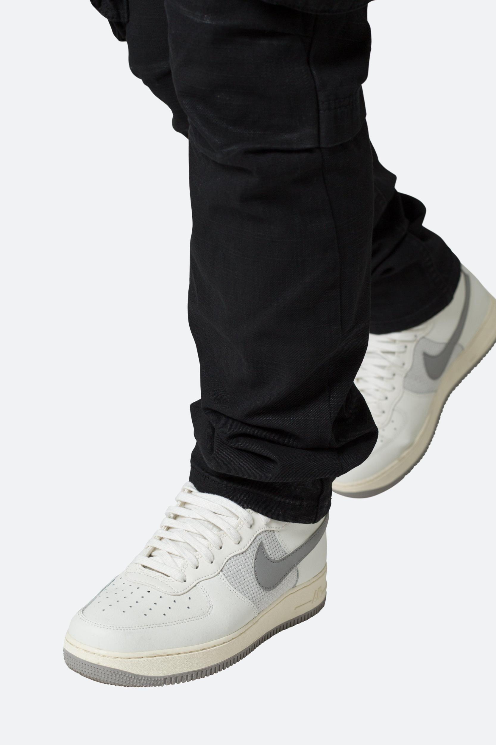 Waxed Denim Cargo Pants - Black Product Image