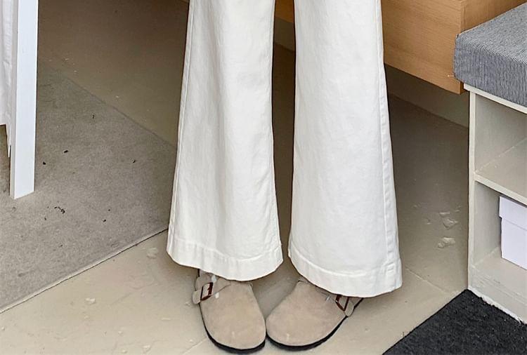 High Waist Plain Washed Wide Leg Jeans Product Image