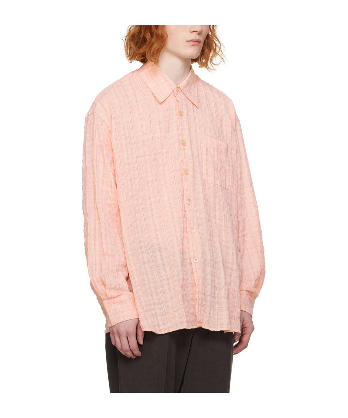 OUR LEGACY Seersucker Long-sleeved Shirt In Pink Product Image