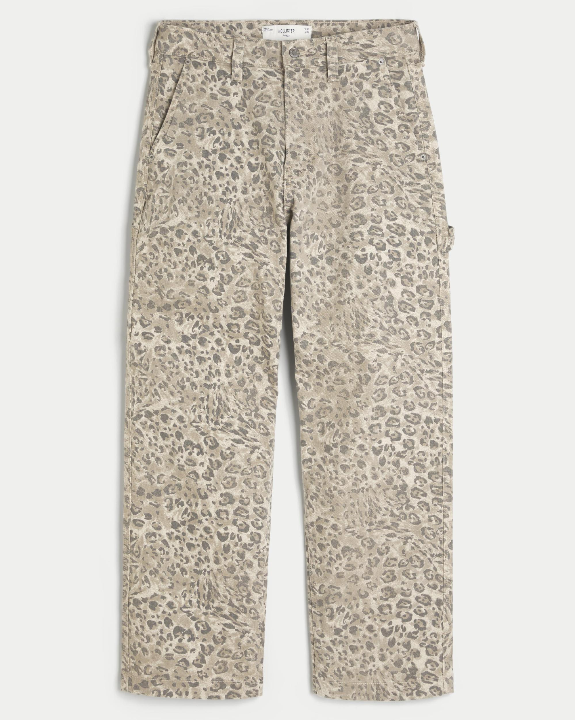 Leopard Print Baggy Painter Jeans Product Image