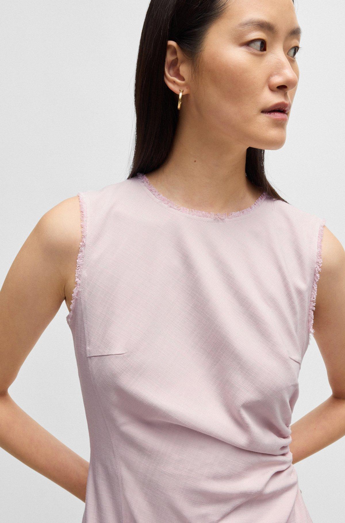 Melange dress with frayed and gathered details Product Image