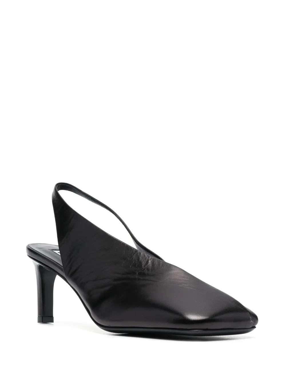 JIL SANDER Asymmetrical Goatskin Slingback Pumps In Black Product Image