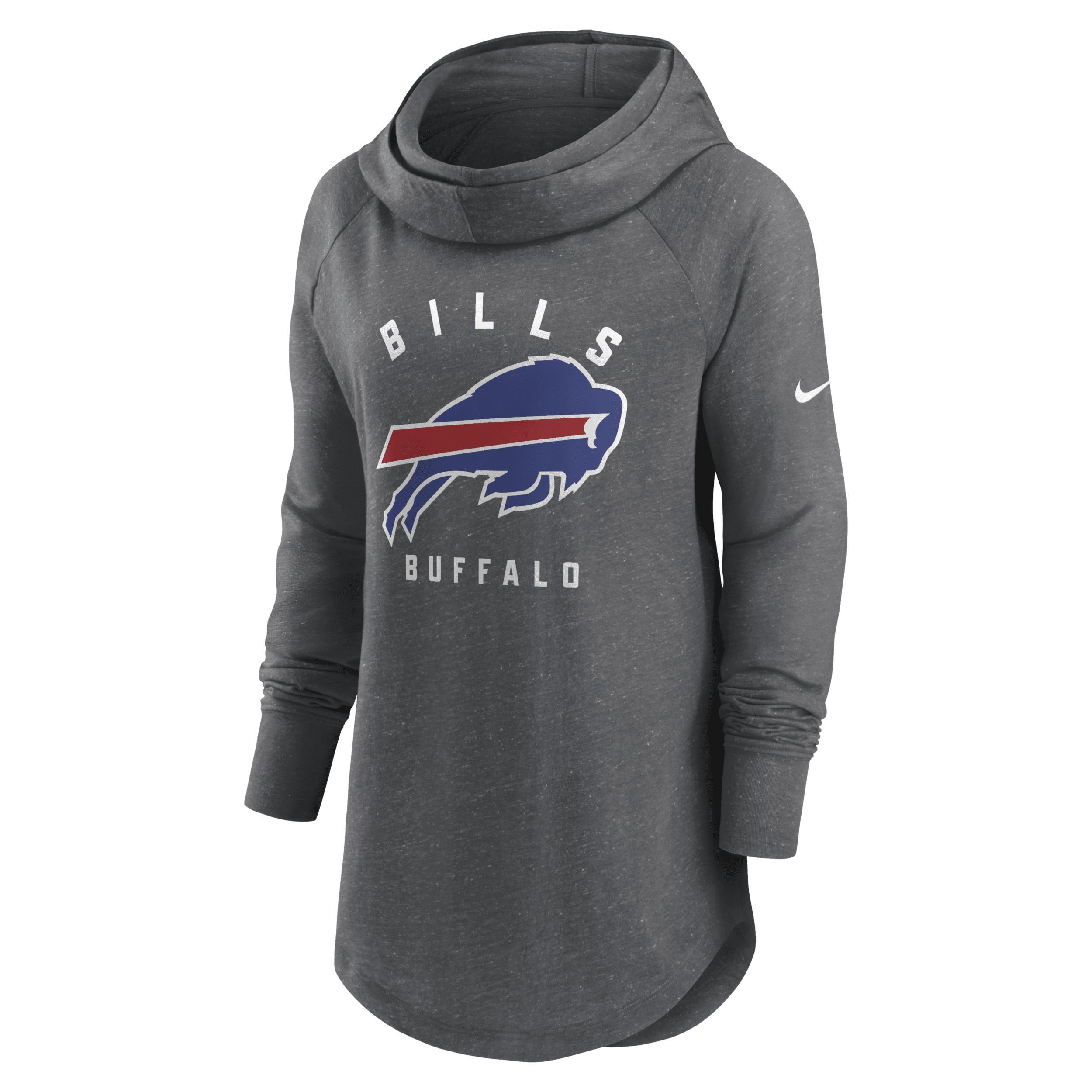 Women's Nike Heather Charcoal Buffalo Bills Raglan Funnel Neck Pullover Hoodie, Size: XS Product Image
