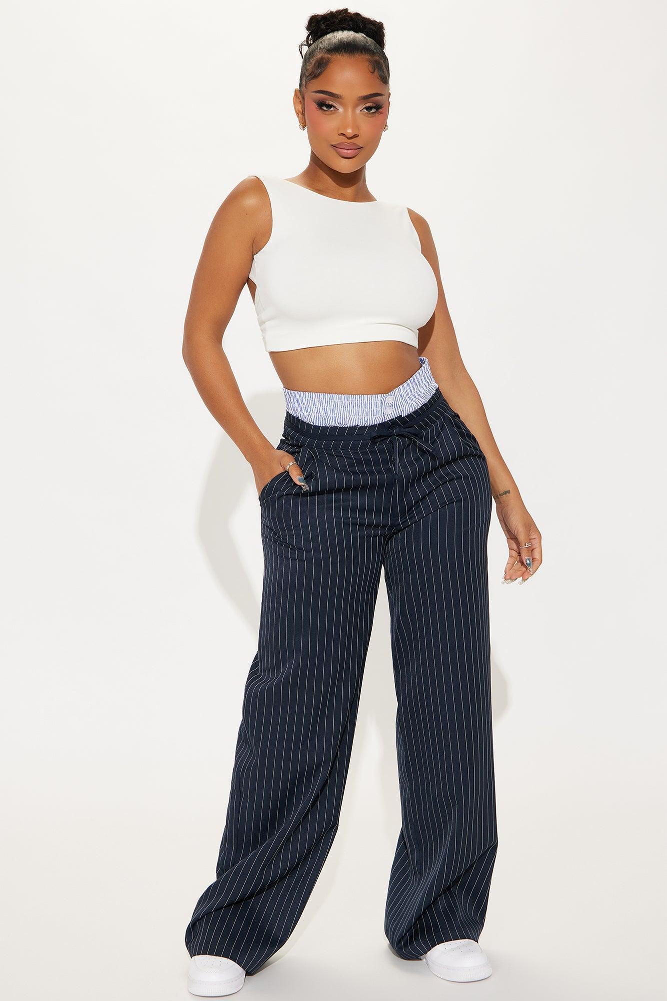 Talk That Talk Pinstripe Boxer Pant - Navy/combo Product Image