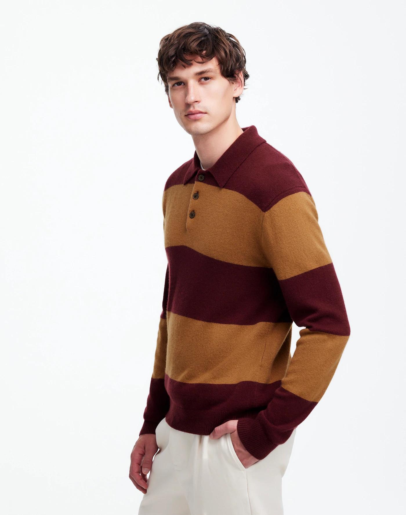 Rugby-Stripe Sweater Polo Shirt in SoftWool Product Image