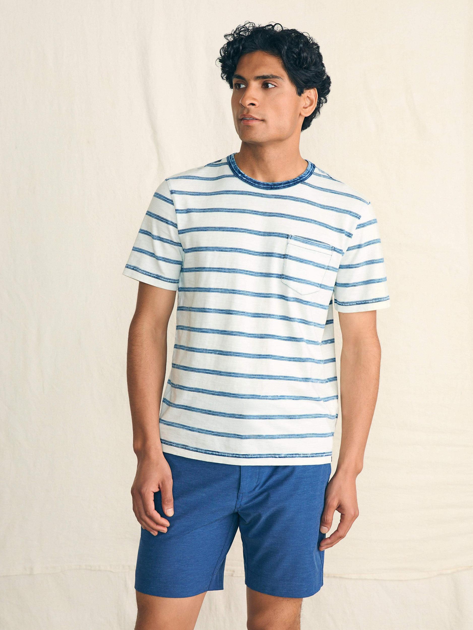 Short-Sleeve Indigo Pocket Tee - Indigo Tide Stripe Male Product Image