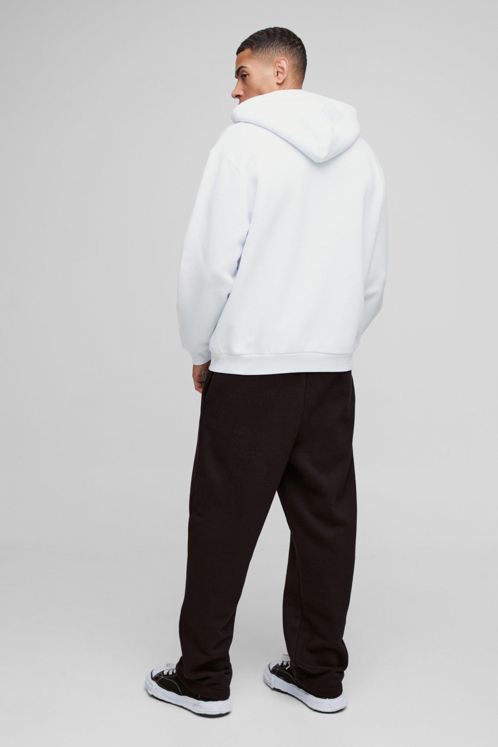 Oversized Worldwide Text Zip Through Hoodie | boohooMAN USA Product Image