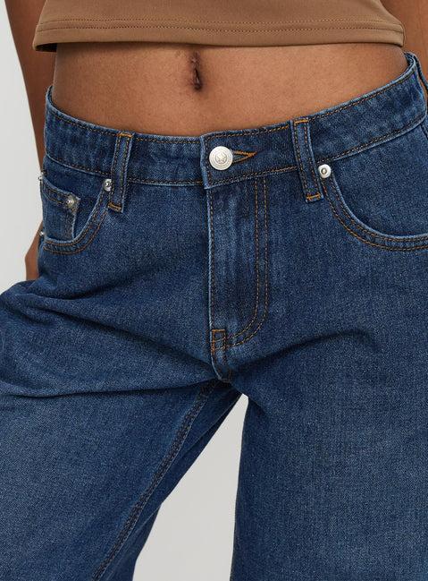 Everlong Mid Rise Wide Leg Jeans Dark Blue Wash Product Image