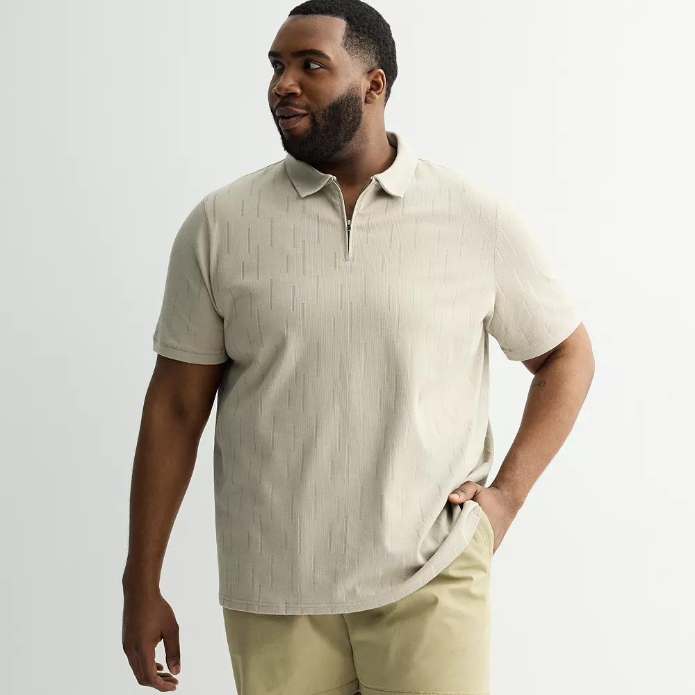 Big & Tall Apt. 9® Zipper Polo, Men's, Size: Medium Tall, Beige Product Image