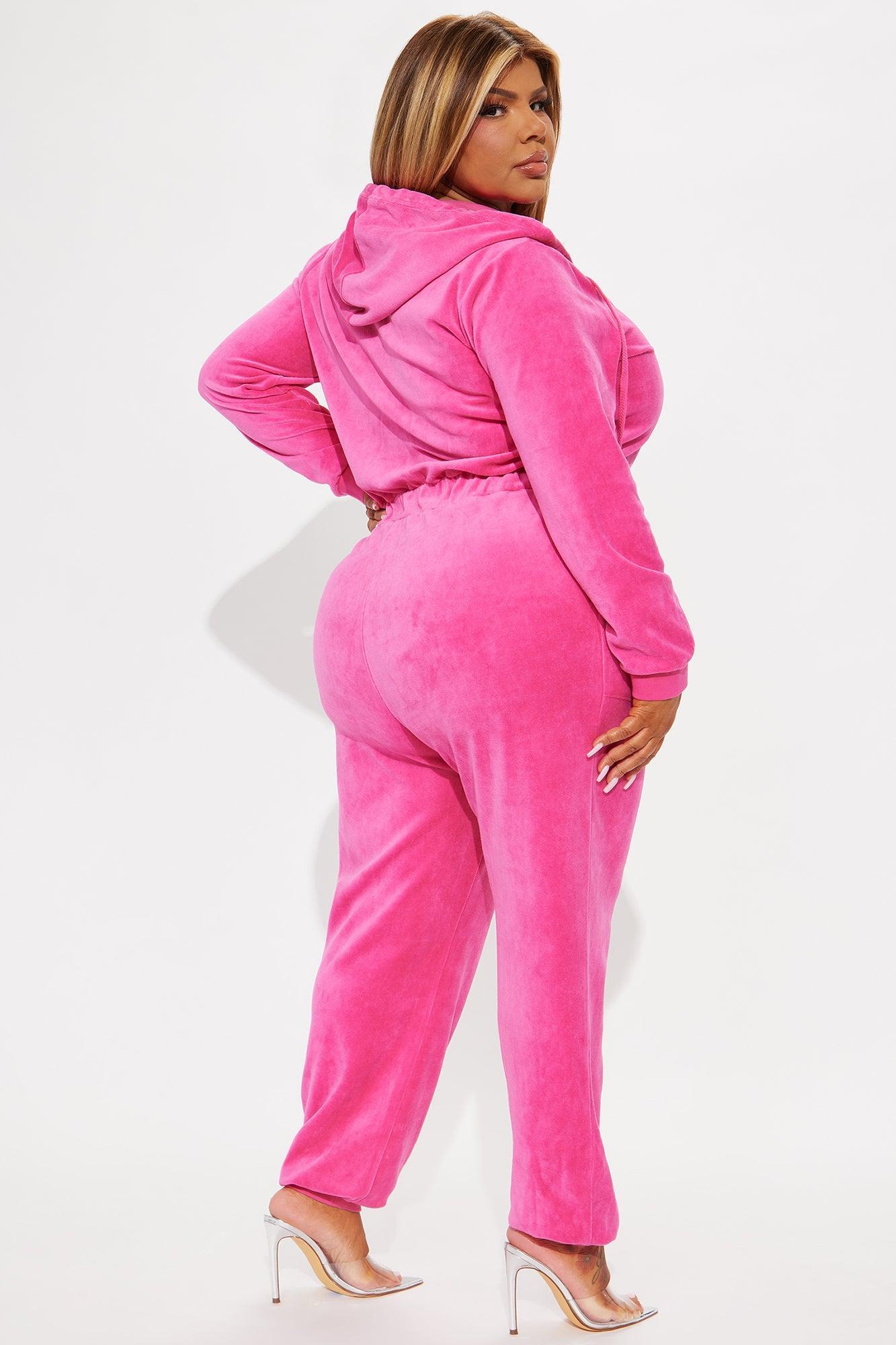 The Original Trendsetter Velour Jumpsuit - Pink Product Image